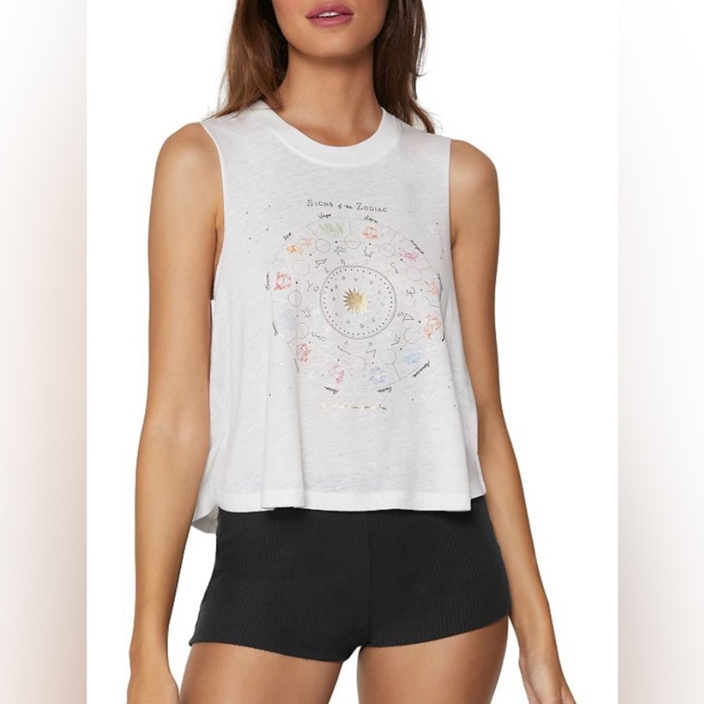 Brand New with Tags** spiritual gangster, zodiac crop tank, white, medium